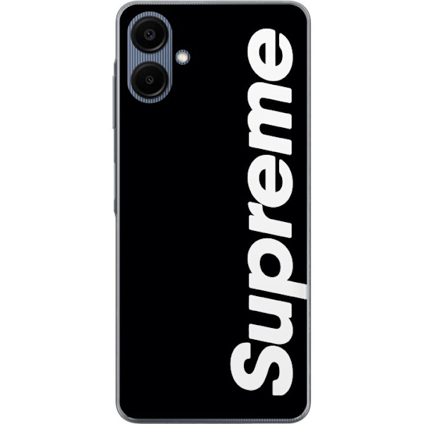 Samsung Galaxy A06 Gennemsigtig cover Supreme Sort Hvid Streetwear Design Klassisk Modeikon Trend Urban Stil Grafiskt Motiv Populær