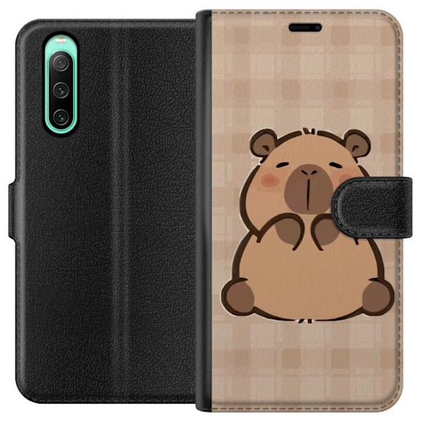 Sony Xperia 10 IV Lompakkokotelo Mobilskal kawaii capybara flera figurer japansk stil