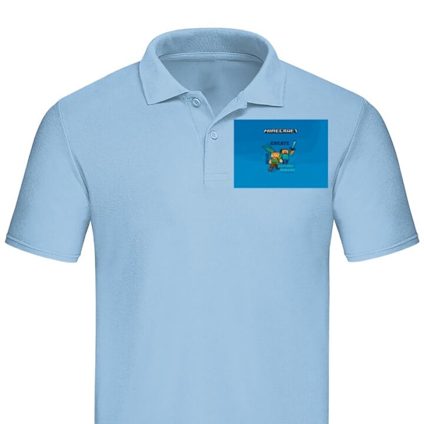 Pikeepaita Aikuisille | Tyylikäs Pikeepaita Minecraft Luolat Vaaleansininen XX-Large