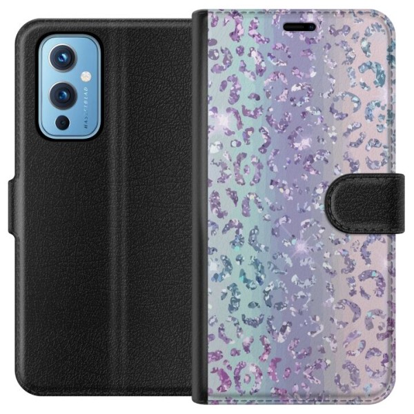 OnePlus 9 Lommeboketui Glitter Leopard