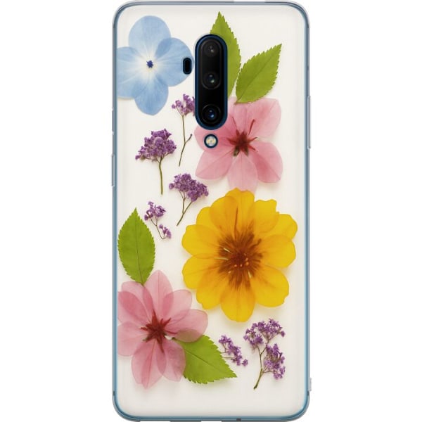 OnePlus 7T Pro Gjennomsiktig deksel Pressede blomster