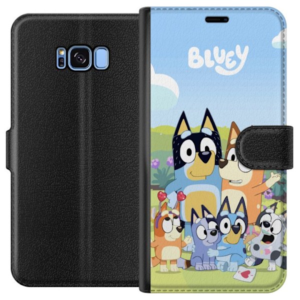 Samsung Galaxy S8 Plånboksfodral Bluey mobilskal med hela familjen i färgglad design