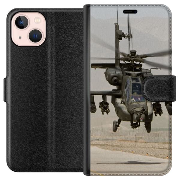 Kompatibelt Plånboksfodral till Apple iPhone 13 mini AH-64 Apache Attack Helicopter
