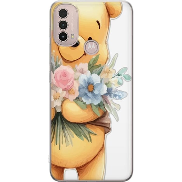 Motorola Moto E40 Gjennomsiktig deksel Nalle Puh med blomster