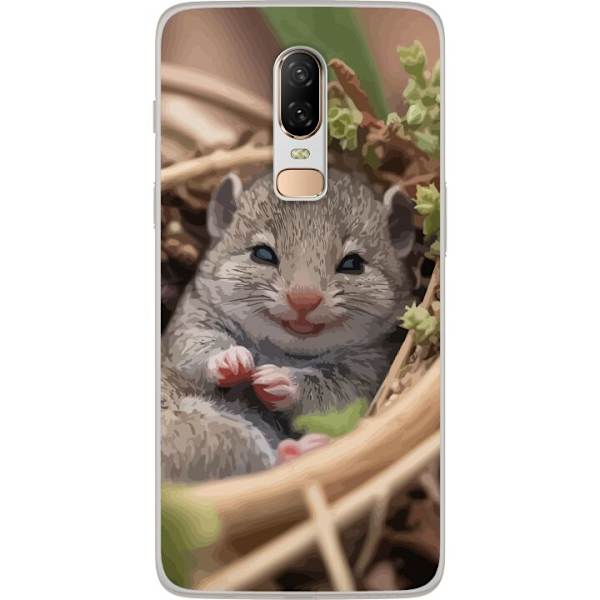 OnePlus 6 Genomskinligt Skal Råtta Leende Djurmotiv Stadsmotiv Urban Grafisk Design Populärt Roligt Motiv Art Stil