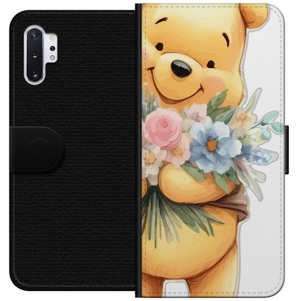Samsung Galaxy Note10+ Tegnebogsetui Nalle Puh med blomster - klassisk børnefavorit i en blomstrende forårs miljø
