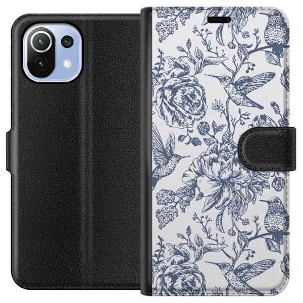 Xiaomi Mi 11 Lite Tegnebogsetui Blomster & Fugle - Romantisk V