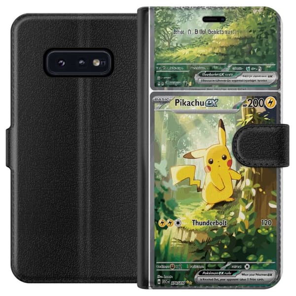 Kompatibel Tegnebogsetui til Samsung Galaxy S10e Pikachu grøn