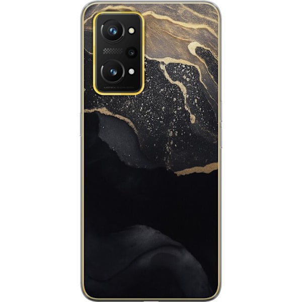 Realme GT Neo 3T Gjennomsiktig deksel Svart gull abstrakt
