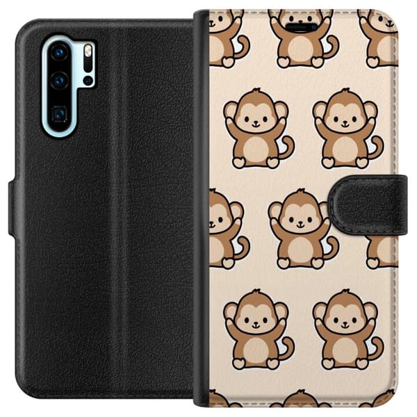 Kompatibelt Lommeboketui til Huawei P30 Pro Apa Mønster