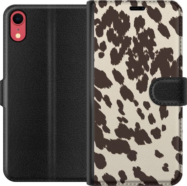 Kompatibel Tegnebogsetui til Apple iPhone XR Beige dyrepletter beige