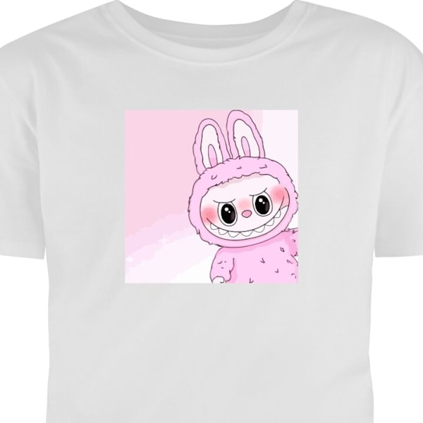 Barn-T-skjorte | Komfortabel T-skjorte for Barn Labubu Bunny S hvit 12-13 År
