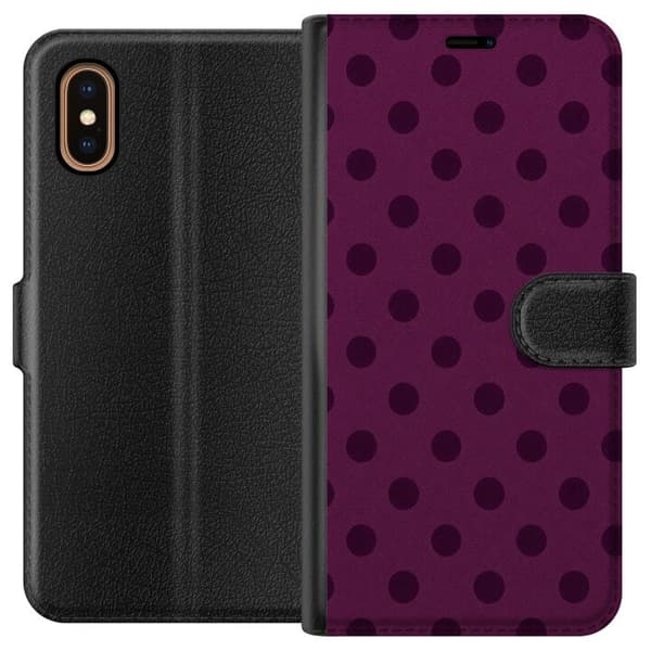 Kompatibelt Plånboksfodral till Apple iPhone XS Max Plum Pop Dots lila