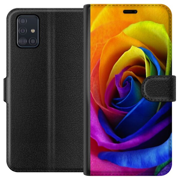 Samsung Galaxy A51 Tegnebogsetui Regnbue Rose