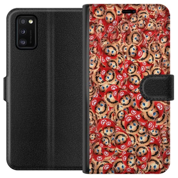Kompatibel Tegnebogsetui til Samsung Galaxy A41 Super Mario mönster rød