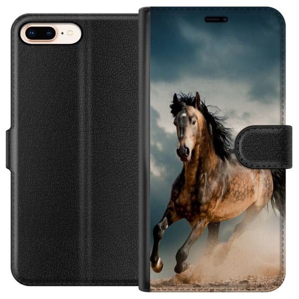 Kompatibel Tegnebogsetui til Apple iPhone 8 Plus Hest