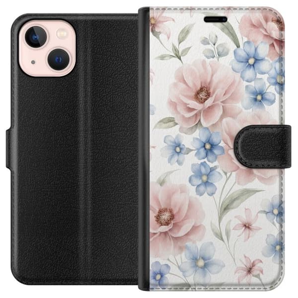 Kompatibelt Plånboksfodral till Apple iPhone 13 mini Romantiska blommor