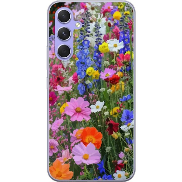 Samsung Galaxy A54 Läpinäkyvä kuori Kukkakuvioinen mobiilikuori kesäisellä niityllä ja luontomaisemalla