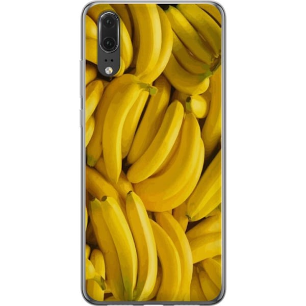 Huawei P20 Genomskinligt Skal Banana Pattern – lekfullt mönster med gula bananer
