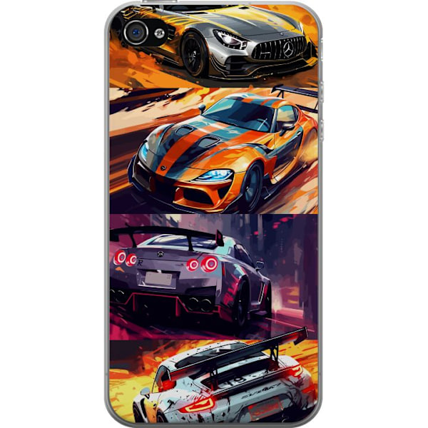 Apple iPhone 4 Gennemsigtig cover Rallyfeber - fartfyldt motiv med rallybiler
