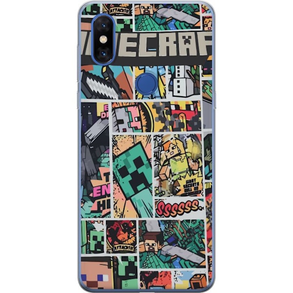 Xiaomi Mi Mix 3 Läpinäkyvä kuori Minecraft Taide