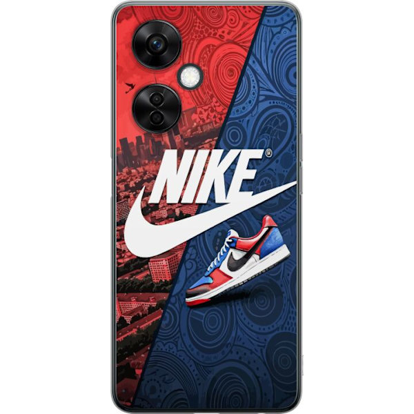 OnePlus Nord CE3 Genomskinligt Skal Nike Logotyp Röd Blå Sneaker Stil Sport Fashion Populärt Swoosh Motiv Träningskläder Grafisk Ikon