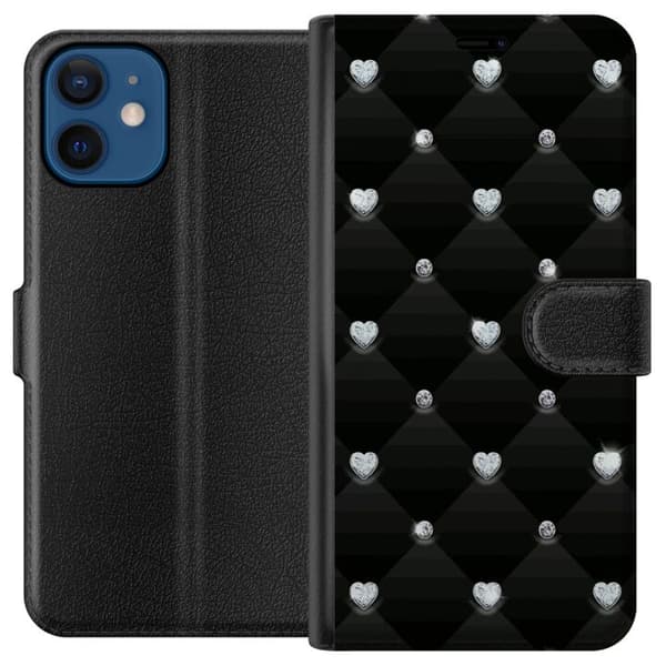 Kompatibelt Plånboksfodral till Apple iPhone 12 Bling Heart