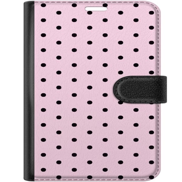 Kompatibel Tegnebogsetui til Apple iPhone Duo Minimalistisk prikmønster med sorte prikker på lyserød baggrund pink