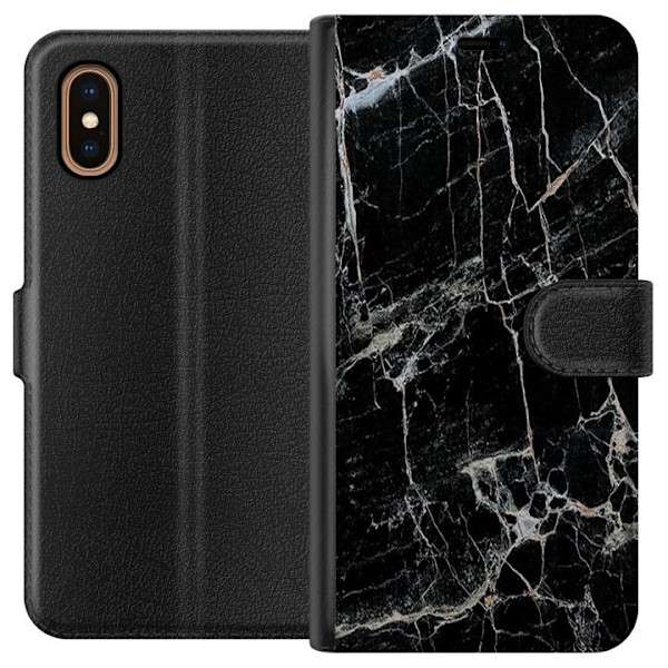 Apple iPhone XS Max Lompakkokotelo Musta marmori