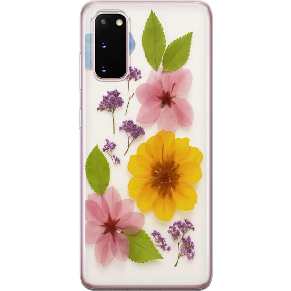 Samsung Galaxy S20 Genomskinligt Skal Pressade blommor