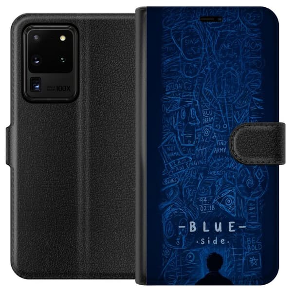 Kompatibel Tegnebogsetui til Samsung Galaxy S20 Ultra Blue Side illustration blå