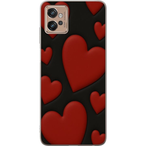 Motorola Moto G32 Gennemsigtig cover Rød Fløjlshjerter