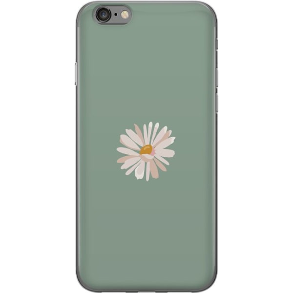 Apple iPhone 6 Genomskinligt Skal Grön Minimalblomma – stilren blomma på grön bakgrund