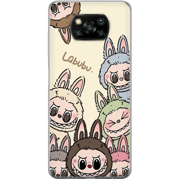 Xiaomi Poco X3 NFC Läpinäkyvä kuori Labubu Pastel Collection