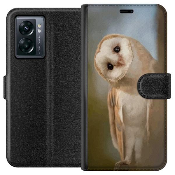 OnePlus Nord N300 Tegnebogsetui Ugle Nysgerrig Blik Fuglemotiv Skov Natur Grafisk Design Populært Motiv Dyr Tema Dekoration