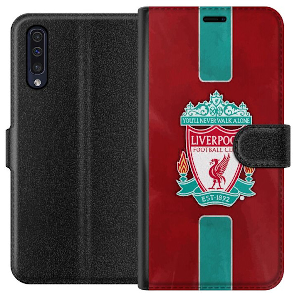 Samsung Galaxy A50 Lompakkokotelo Liverpool FC - Klassinen jalkapallourheilu Punaisena