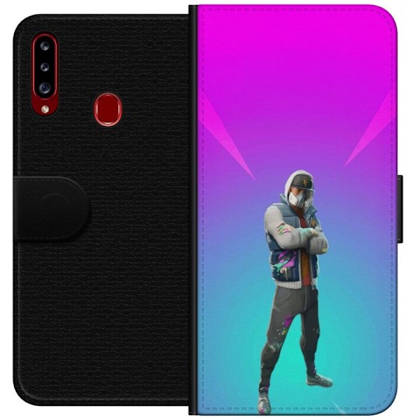 Samsung Galaxy A20s Tegnebogsetui sort ridder fortnite