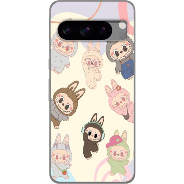 Google Pixel 8 Pro Genomskinligt Skal Labubu Pop Mart Kollektion Motiv Figur Samling Design Populärt Art Toy Pop Mart Kreativ Grafiskt