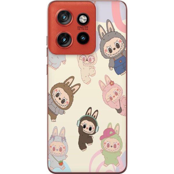 Motorola Edge 50 Neo Genomskinligt Skal Labubu Pop Mart Kollektion Motiv Figur Samling Design Populärt Art Toy Pop Mart Kreativ Grafiskt