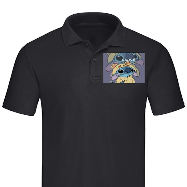 Poloshirt til Voksen | Elegant Poloshirt Sying Sort X-Large