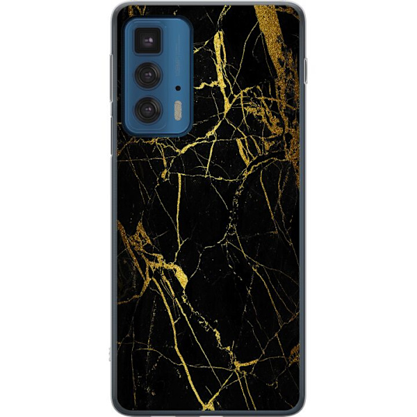 Motorola Edge 20 Pro Gennemsigtig cover Marmor Sort & Guld