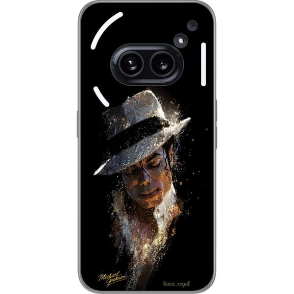 Kompatibelt Mobildeksel til Nothing Phone (2a) Plus Kunstnerisk portrett av mann med hvit hatt og glitrende detaljer svart