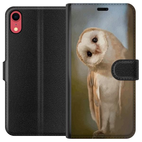 Apple iPhone XR Lompakkokotelo Uggla Utelias Katse Lintumotiivi Metsä Luonto Grafinen Suunnittelu Suosittu Motiivi Eläin Teema Koriste