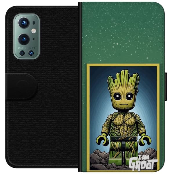 Kompatibelt Lommeboketui til OnePlus 9 Pro Robot med röda ögon grå