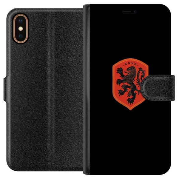 Kompatibel Tegnebogsetui til Apple iPhone X Orange skjold med sort heraldisk løve mod sort baggrund sort