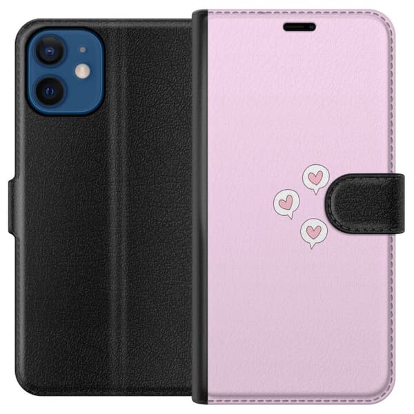 Kompatibel Tegnebogsetui til Apple iPhone 12 mini Hjerter i bobler