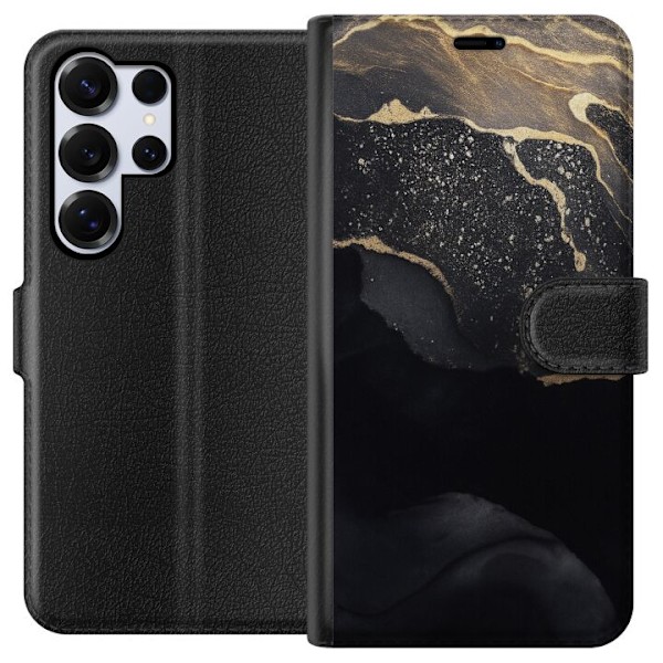 Samsung Galaxy S25 Ultra Tegnebogsetui Sort guld abstrakt