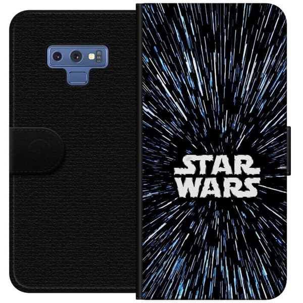 Kompatibel Tegnebogsetui til Samsung Galaxy Note9 Star Wars-logo med hyperspace-stjerner i ikonisk sci-fi-design sort