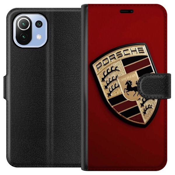 Xiaomi Mi 11 Lite Tegnebogsetui Mobil etui med stilfuld Porce-logo i sort og hvid