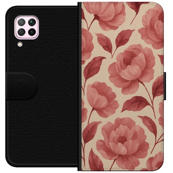 Huawei P40 lite Tegnebogsetui Roseblomst